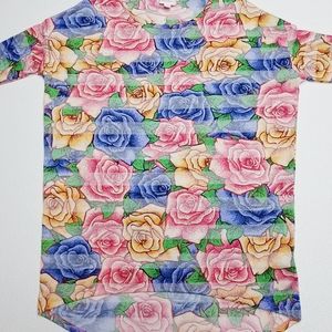 NEW XS Lularoe Irma soft ghost stripe roses
